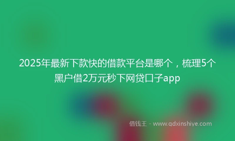 2025年最新下款快的借款平台是哪个，梳理5个黑户借2万元秒下网贷口子app