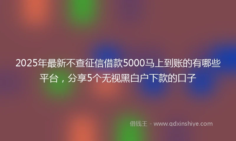 2025年最新不查征信借款5000马上到账的有哪些平台，分享5个无视黑白户下款的口子