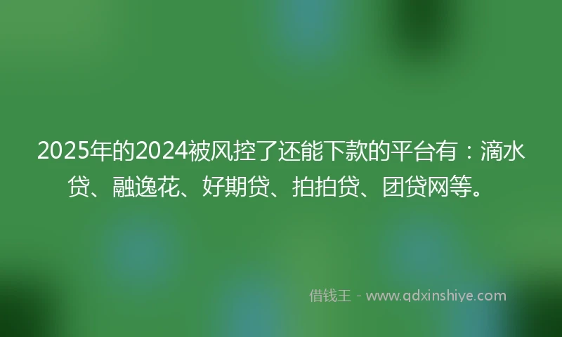 2025年的2024被风控了还能下款的平台有：滴水贷、融逸花、好期贷、拍拍贷、团贷网等。