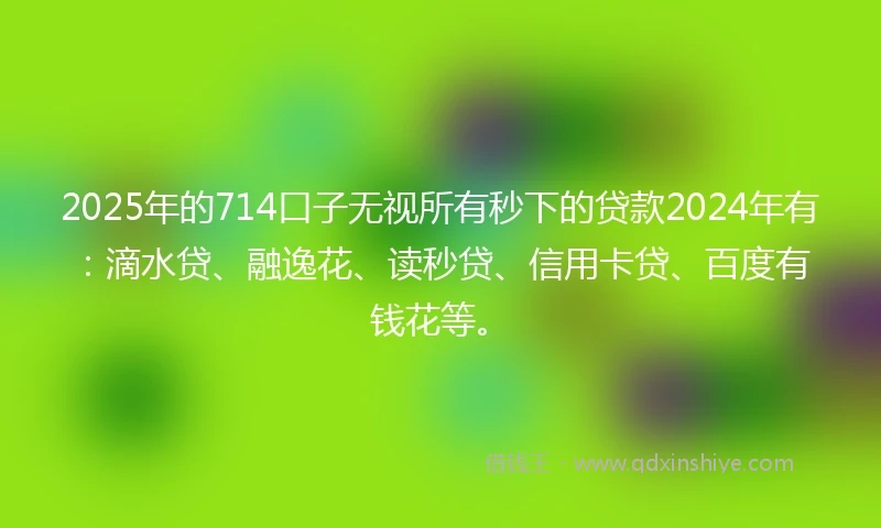 2025年的714口子无视所有秒下的贷款2024年有：滴水贷、融逸花、读秒贷、信用卡贷、百度有钱花等。