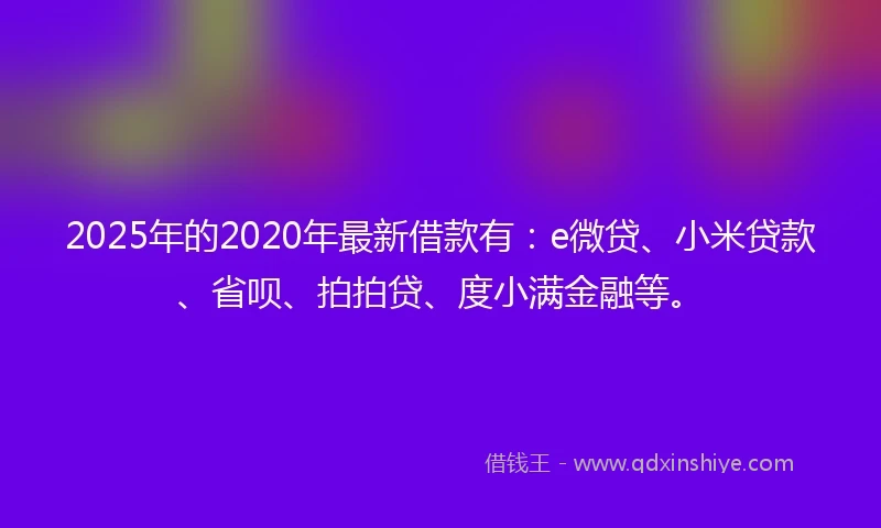 2025年的2020年最新借款有：e微贷、小米贷款、省呗、拍拍贷、度小满金融等。