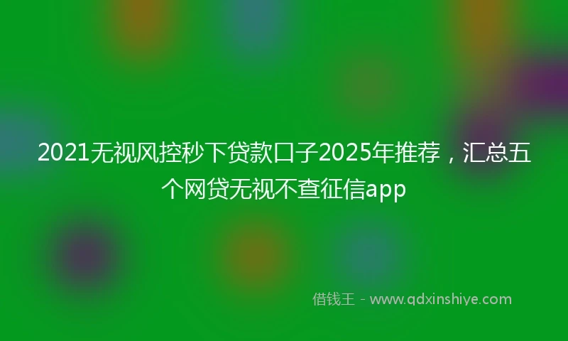 2021无视风控秒下贷款口子2025年推荐，汇总五个网贷无视不查征信app