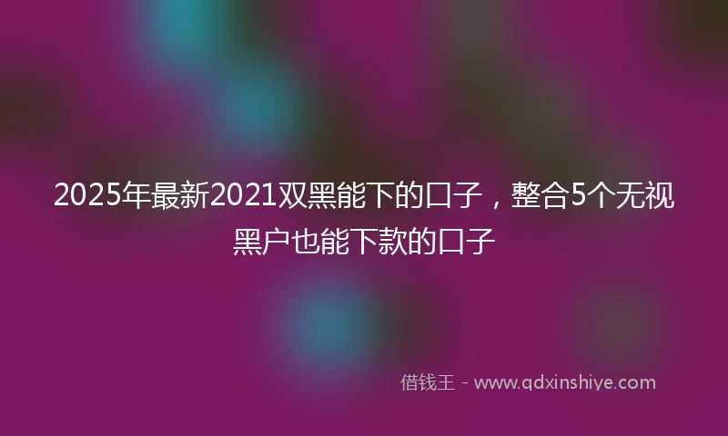2025年最新2021双黑能下的口子，整合5个无视黑户也能下款的口子