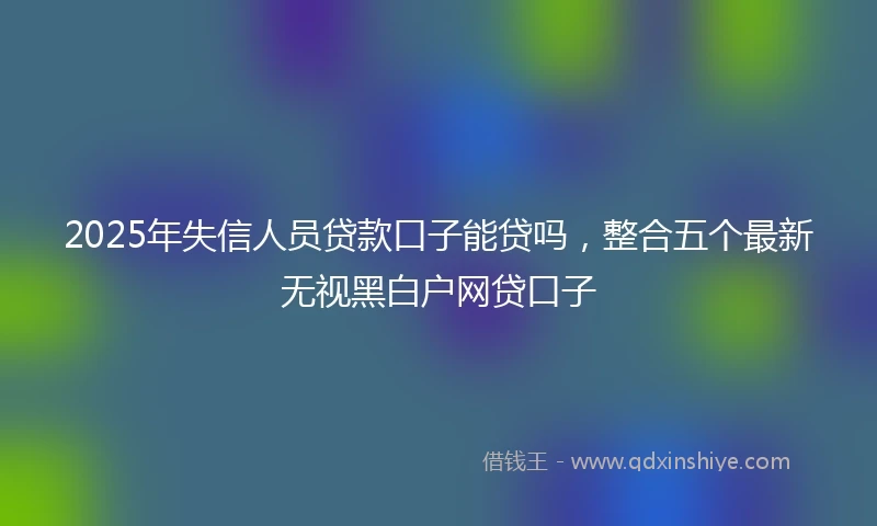 2025年失信人员贷款口子能贷吗，整合五个最新无视黑白户网贷口子