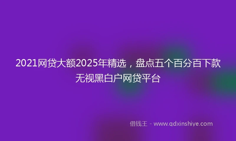 2021网贷大额2025年精选，盘点五个百分百下款无视黑白户网贷平台