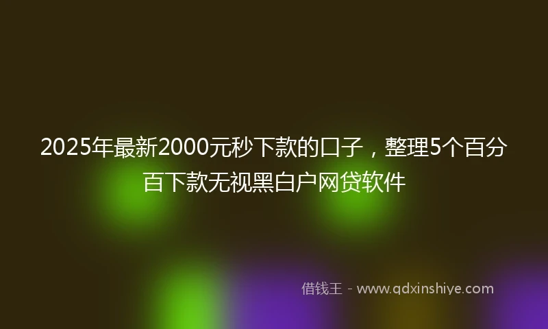2025年最新2000元秒下款的口子，整理5个百分百下款无视黑白户网贷软件