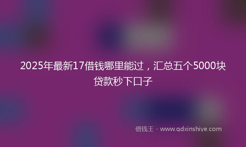2025年最新17借钱哪里能过，汇总五个5000块贷款秒下口子