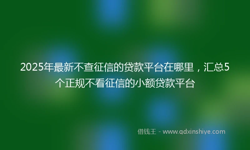 2025年最新不查征信的贷款平台在哪里，汇总5个正规不看征信的小额贷款平台
