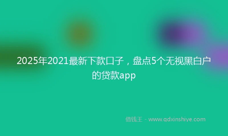2025年2021最新下款口子，盘点5个无视黑白户的贷款app