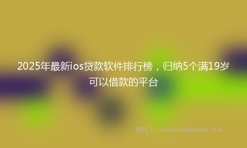 2025年最新ios贷款软件排行榜，归纳5个满19岁可以借款的平台