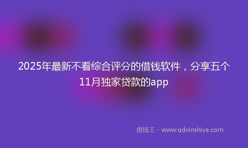 2025年最新不看综合评分的借钱软件，分享五个11月独家贷款的app