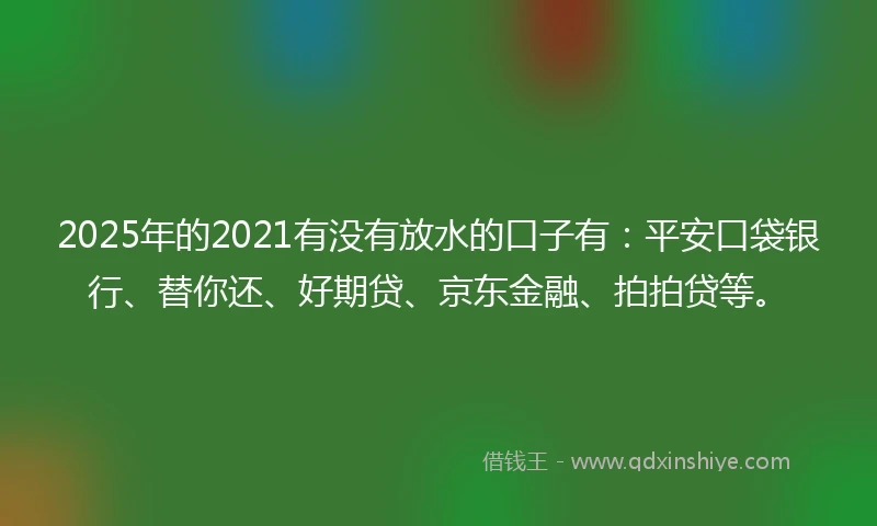 2025年的2021有没有放水的口子有：平安口袋银行、替你还、好期贷、京东金融、拍拍贷等。