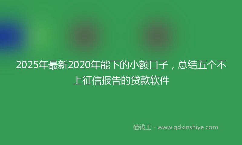 2025年最新2020年能下的小额口子，总结五个不上征信报告的贷款软件