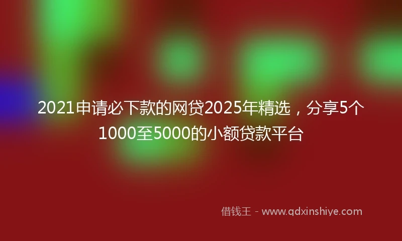 2021申请必下款的网贷2025年精选，分享5个1000至5000的小额贷款平台