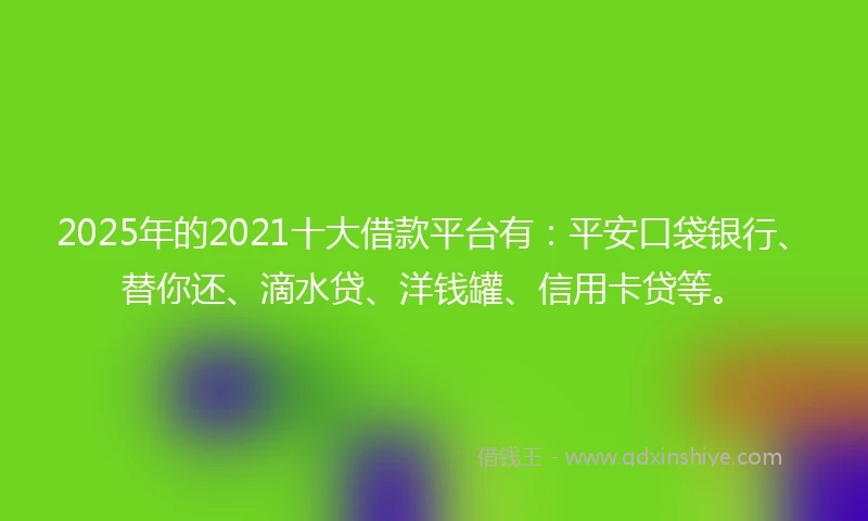 2025年的2021十大借款平台有：平安口袋银行、替你还、滴水贷、洋钱罐、信用卡贷等。