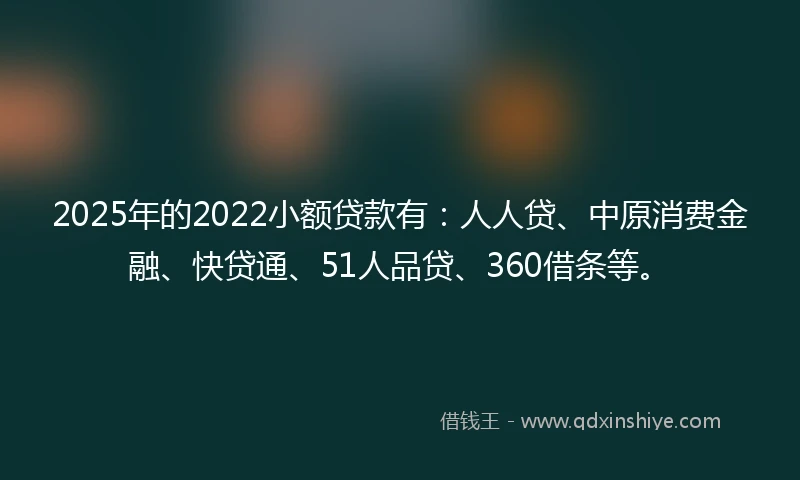 2025年的2022小额贷款有：人人贷、中原消费金融、快贷通、51人品贷、360借条等。