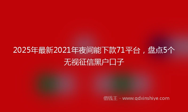 2025年最新2021年夜间能下款71平台,盘点5个无视征信黑户口子