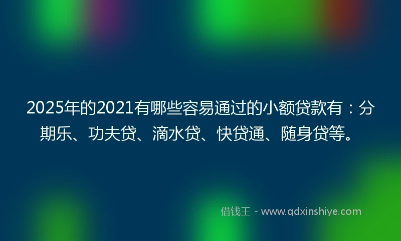2025年的2021有哪些容易通过的小额贷款有：分期乐、功夫贷、滴水贷、快贷通、随身贷等。