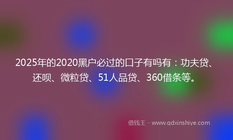 2025年的2020黑户必过的口子有吗有：功夫贷、还呗、微粒贷、51人品贷、360借条等。