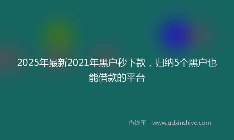 2025年最新2021年黑户秒下款，归纳5个黑户也能借款的平台