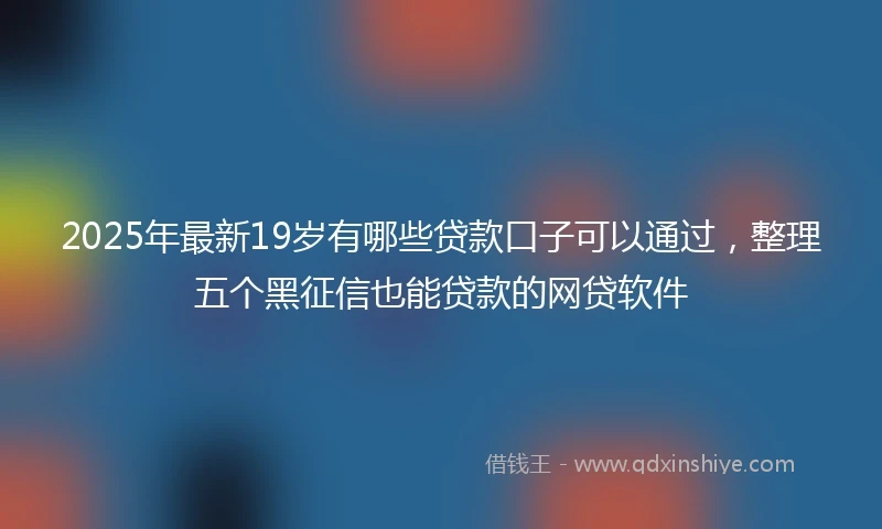 2025年最新19岁有哪些贷款口子可以通过，整理五个黑征信也能贷款的网贷软件
