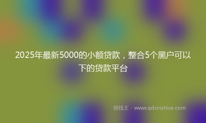2025年最新5000的小额贷款，整合5个黑户可以下的贷款平台