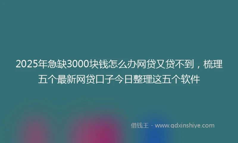 2025年急缺3000块钱怎么办网贷又贷不到，梳理五个最新网贷口子今日整理这五个软件