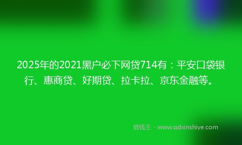 2025年的2021黑户必下网贷714有：平安口袋银行、惠商贷、好期贷、拉卡拉、京东金融等。