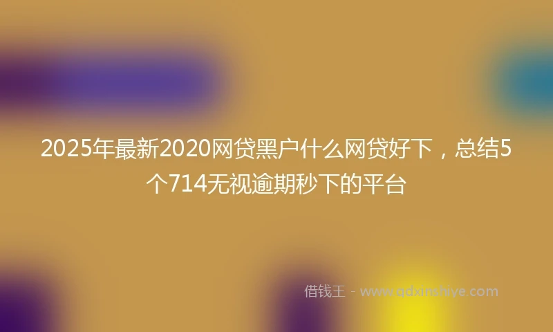 2025年最新2020网贷黑户什么网贷好下，总结5个714无视逾期秒下的平台