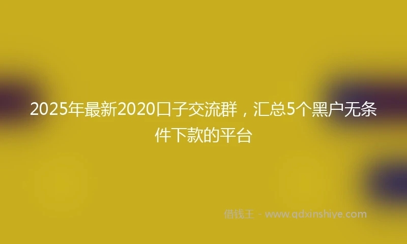 2025年最新2020口子交流群，汇总5个黑户无条件下款的平台