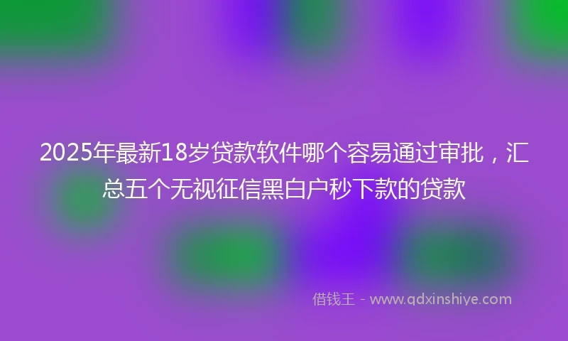 2025年最新18岁贷款软件哪个容易通过审批，汇总五个无视征信黑白户秒下款的贷款