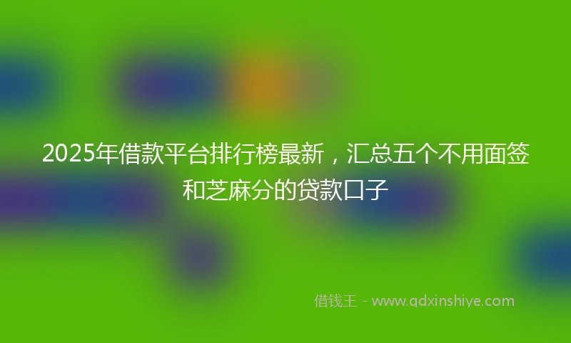 2025年借款平台排行榜最新，汇总五个不用面签和芝麻分的贷款口子