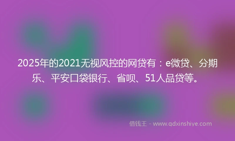 2025年的2021无视风控的网贷有：e微贷、分期乐、平安口袋银行、省呗、51人品贷等。