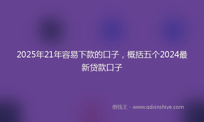 2025年21年容易下款的口子，概括五个2024最新贷款口子
