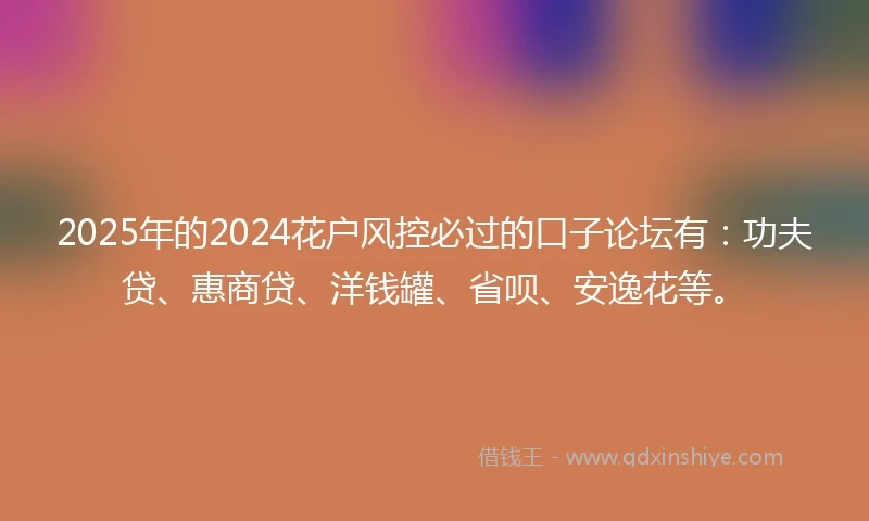 2025年的2024花户风控必过的口子论坛有：功夫贷、惠商贷、洋钱罐、省呗、安逸花等。