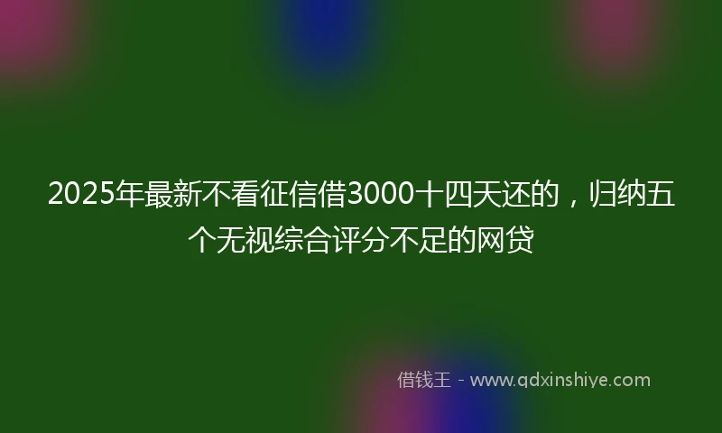 2025年最新不看征信借3000十四天还的，归纳五个无视综合评分不足的网贷