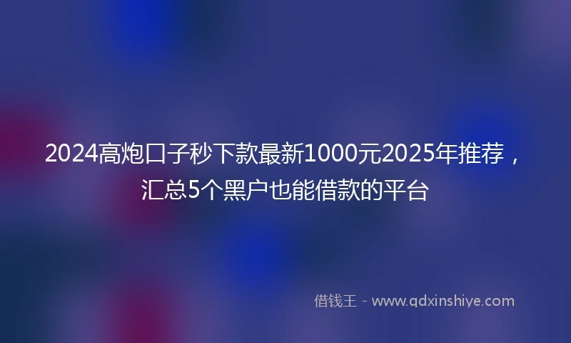 2024高炮口子秒下款最新1000元2025年推荐，汇总5个黑户也能借款的平台