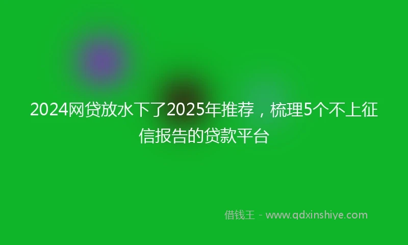 2024网贷放水下了2025年推荐，梳理5个不上征信报告的贷款平台