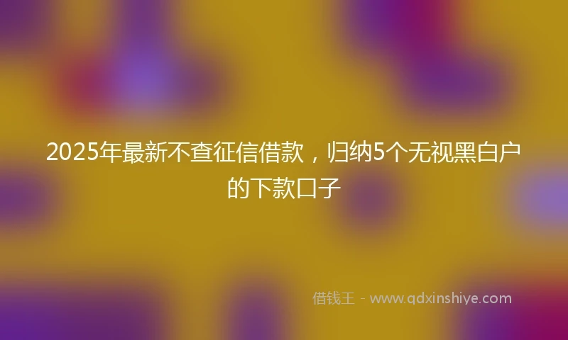 2025年最新不查征信借款，归纳5个无视黑白户的下款口子