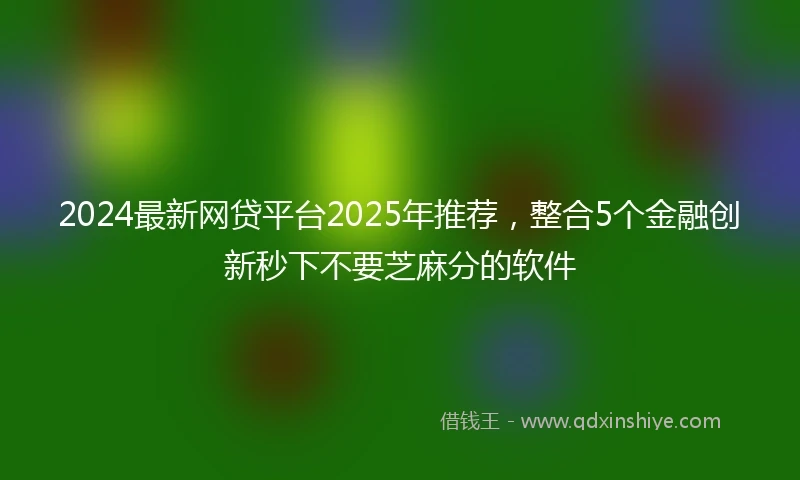 2024最新网贷平台2025年推荐，整合5个金融创新秒下不要芝麻分的软件