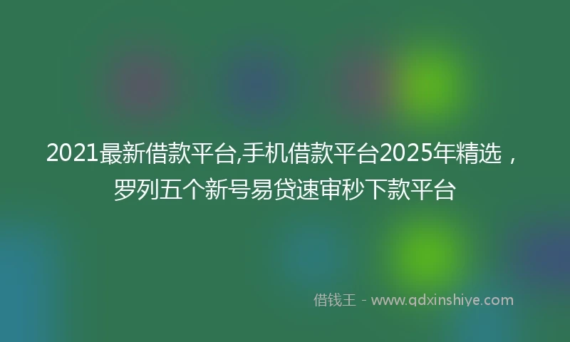 2021最新借款平台,手机借款平台2025年精选，罗列五个新号易贷速审秒下款平台