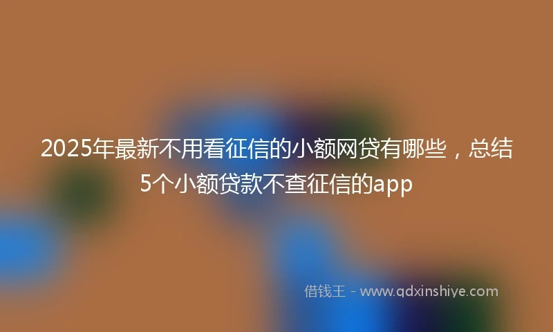 2025年最新不用看征信的小额网贷有哪些，总结5个小额贷款不查征信的app