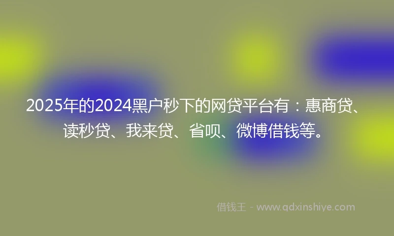 2025年的2024黑户秒下的网贷平台有：惠商贷、读秒贷、我来贷、省呗、微博借钱等。