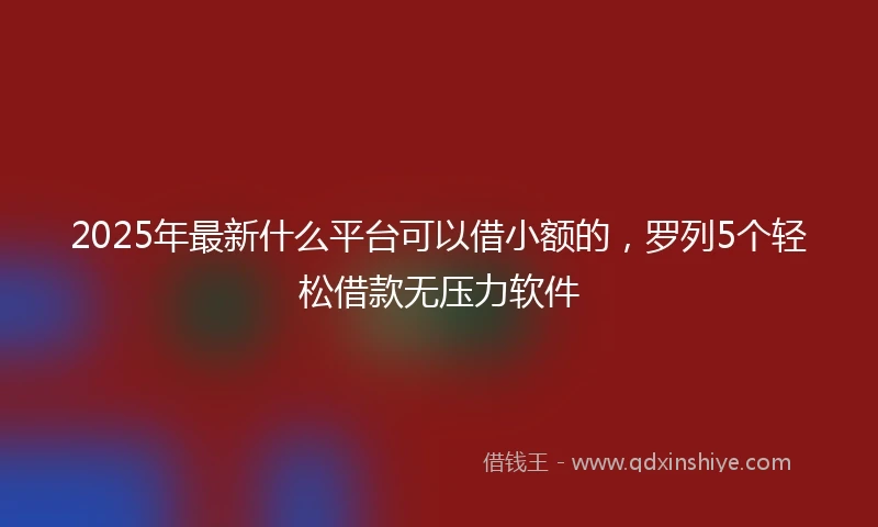 2025年最新什么平台可以借小额的，罗列5个轻松借款无压力软件