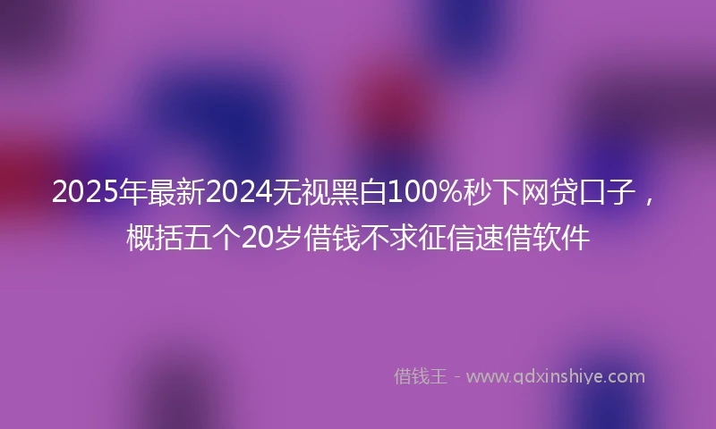 2025年最新2024无视黑白100%秒下网贷口子，概括五个20岁借钱不求征信速借软件
