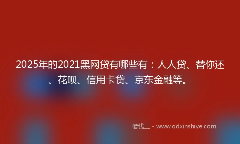 2025年的2021黑网贷有哪些有：人人贷、替你还、花呗、信用卡贷、京东金融等。