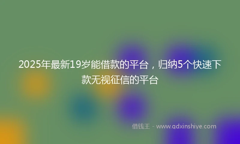 2025年最新19岁能借款的平台，归纳5个快速下款无视征信的平台