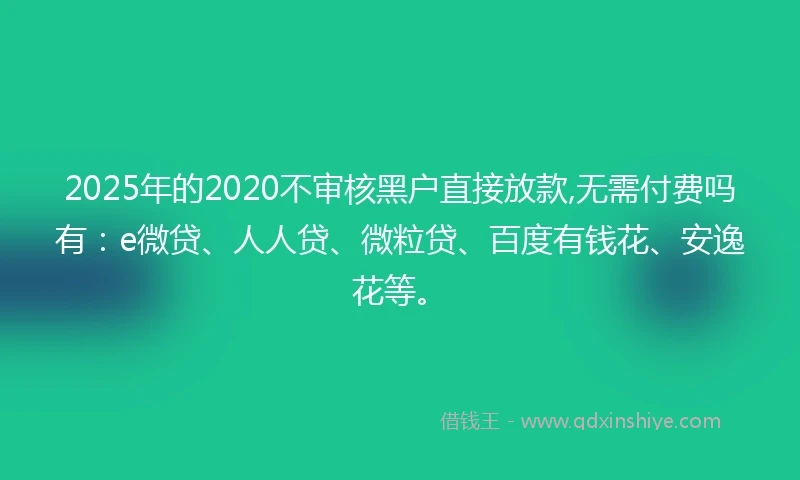2025年的2020不审核黑户直接放款,无需付费吗有：e微贷、人人贷、微粒贷、百度有钱花、安逸花等。