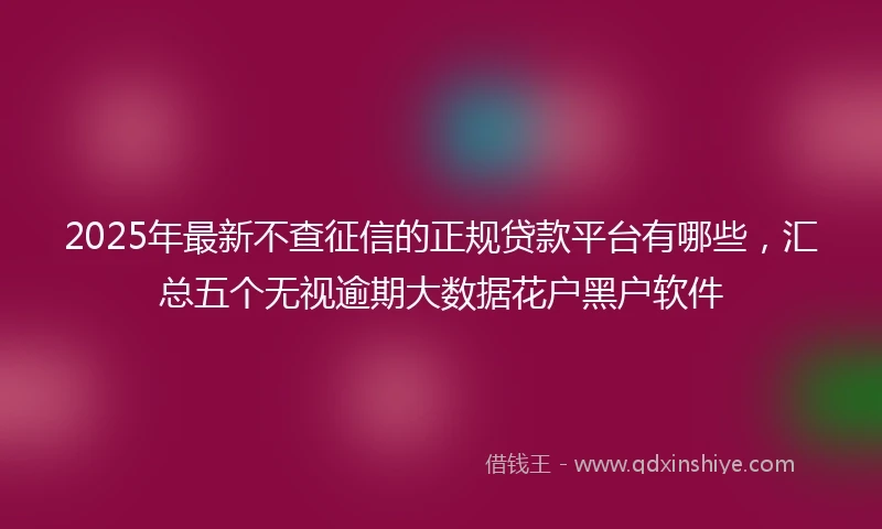 2025年最新不查征信的正规贷款平台有哪些，汇总五个无视逾期大数据花户黑户软件