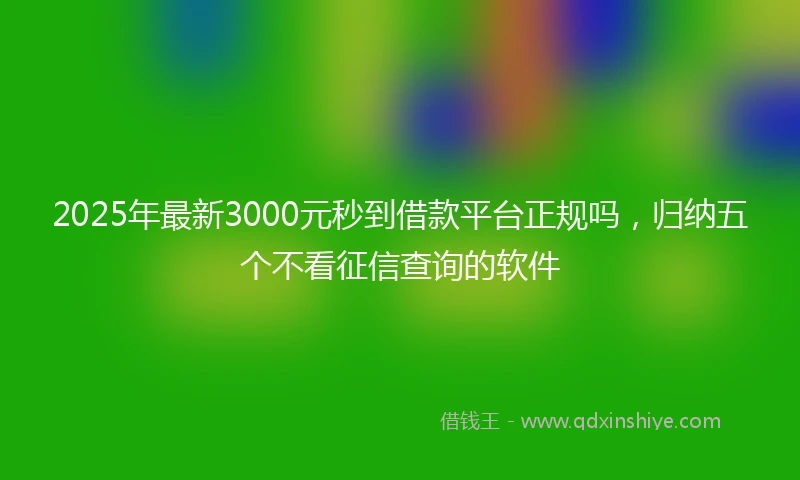 2025年最新3000元秒到借款平台正规吗，归纳五个不看征信查询的软件